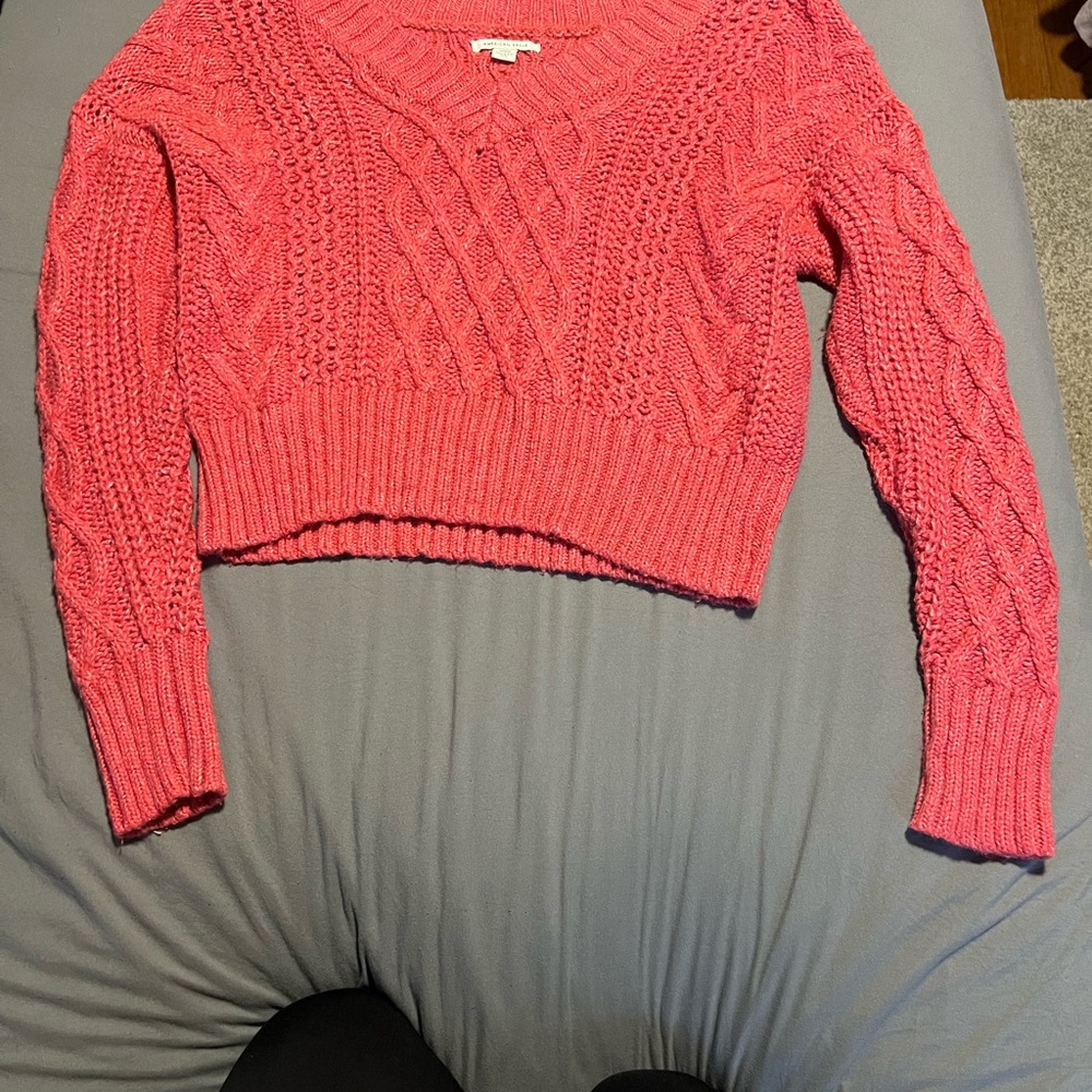 Women's Pink Cable Knit Sweater